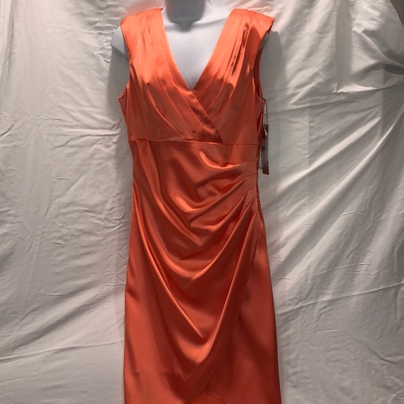 Kay Unger Stretch Satin Tulip Skirt Dress - Picture 2 of 6